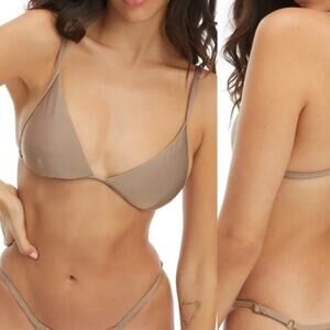 Good American Women Mink Tan Bikini Swim Bra Top 4 (XL) NWT